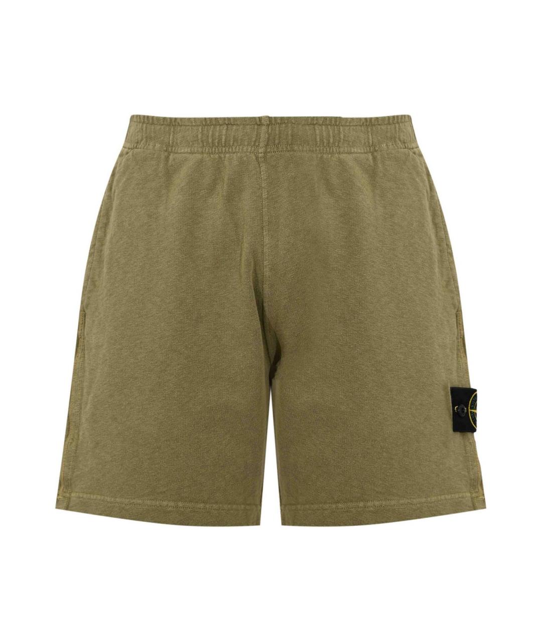 STONE ISLAND Зеленые хлопковые шорты, фото 1