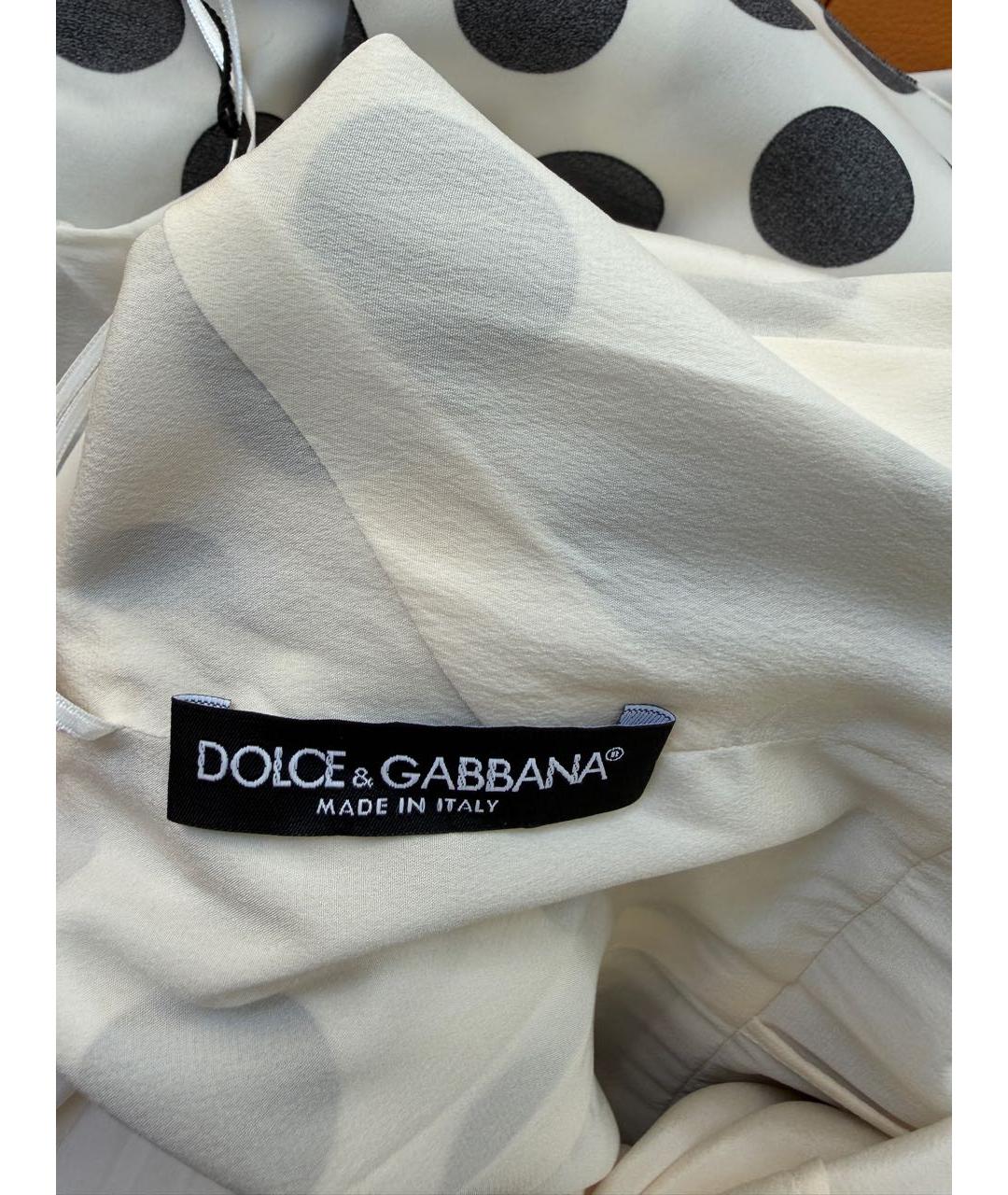 DOLCE&GABBANA Белое шелковое повседневное платье, фото 7