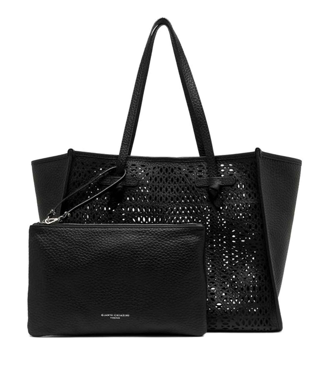 Gianni Chiarini Черная кожаная сумка тоут, фото 4