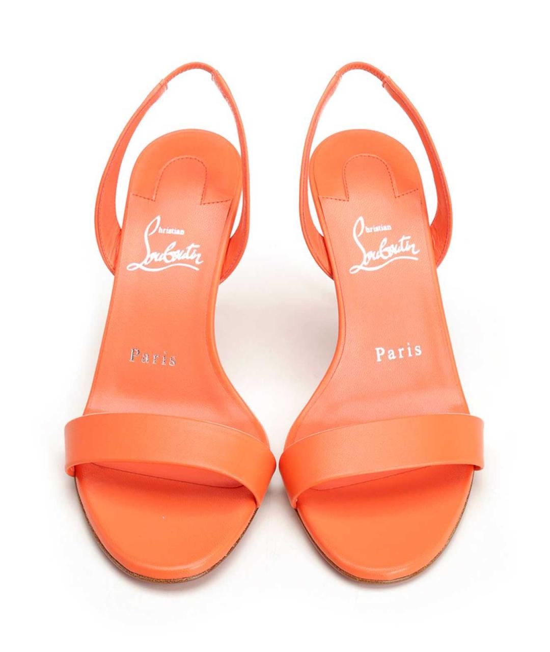 CHRISTIAN LOUBOUTIN Оранжевые кожаные босоножки, фото 5