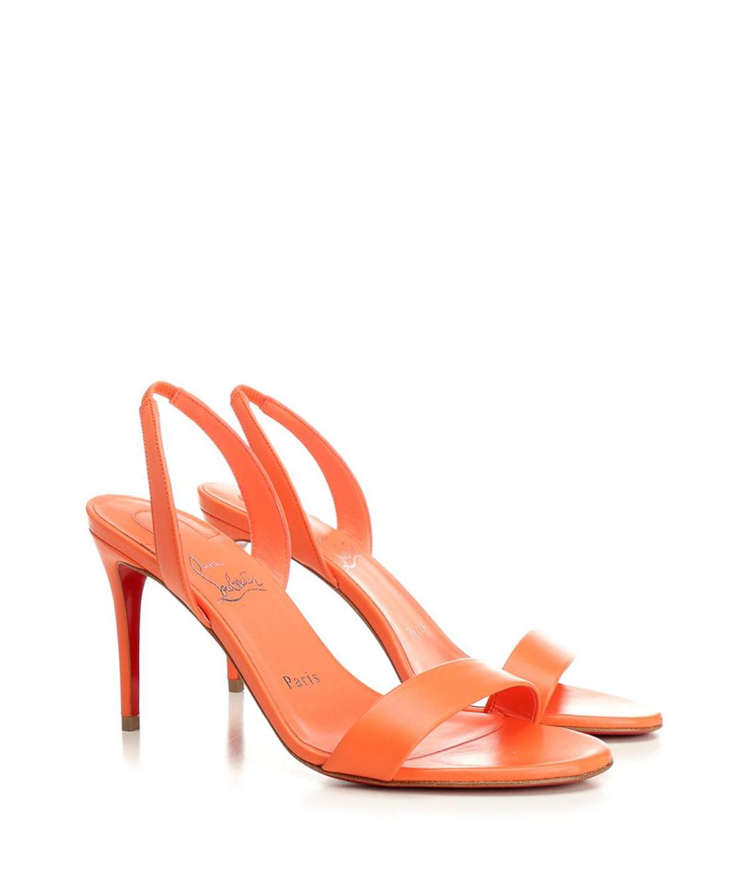 CHRISTIAN LOUBOUTIN Оранжевые кожаные босоножки, фото 3