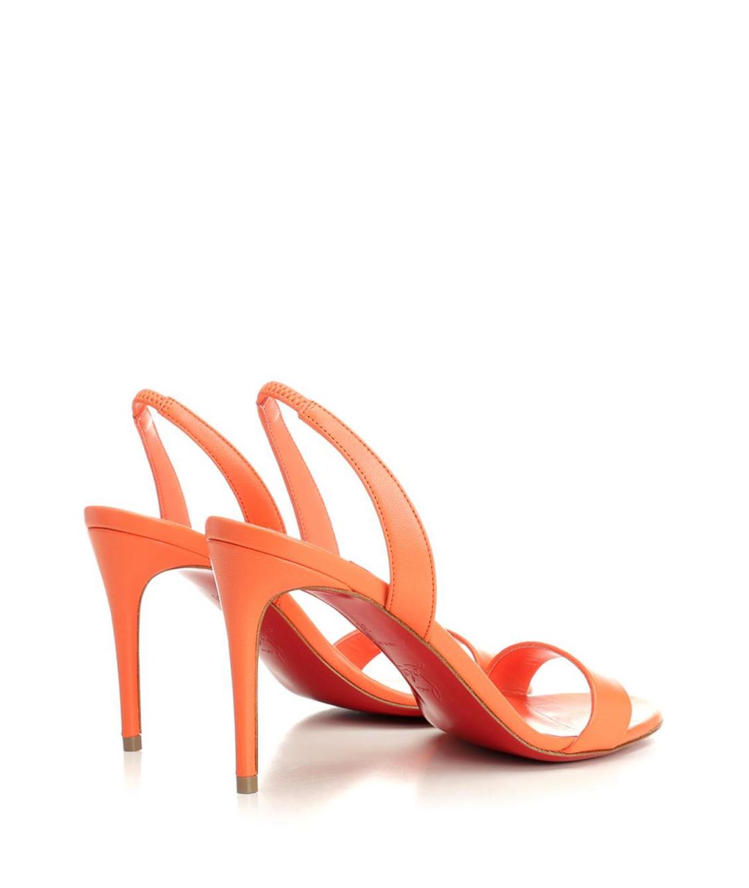 CHRISTIAN LOUBOUTIN Оранжевые кожаные босоножки, фото 2