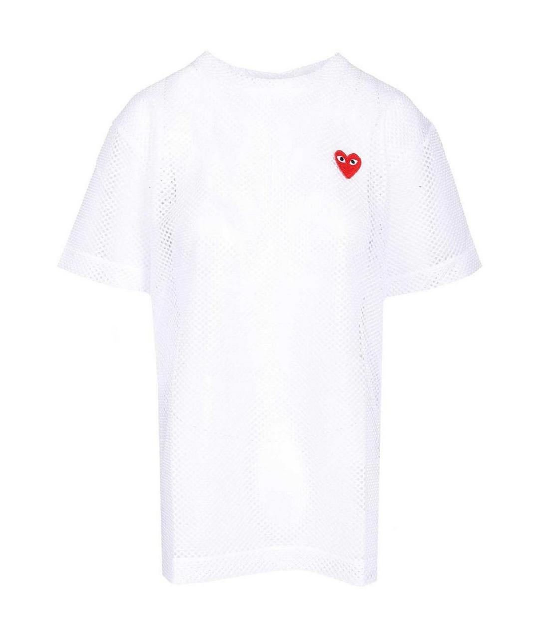 COMME DES GARÇONS PLAY Белая полиэстеровая футболка, фото 1