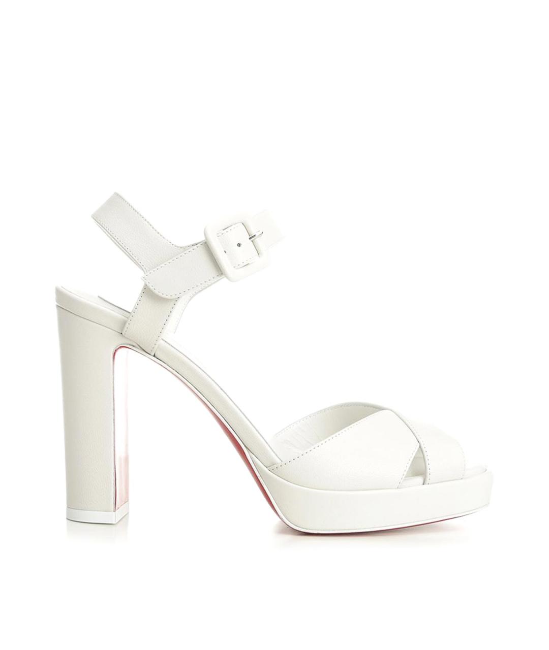 CHRISTIAN LOUBOUTIN Белые кожаные босоножки, фото 1