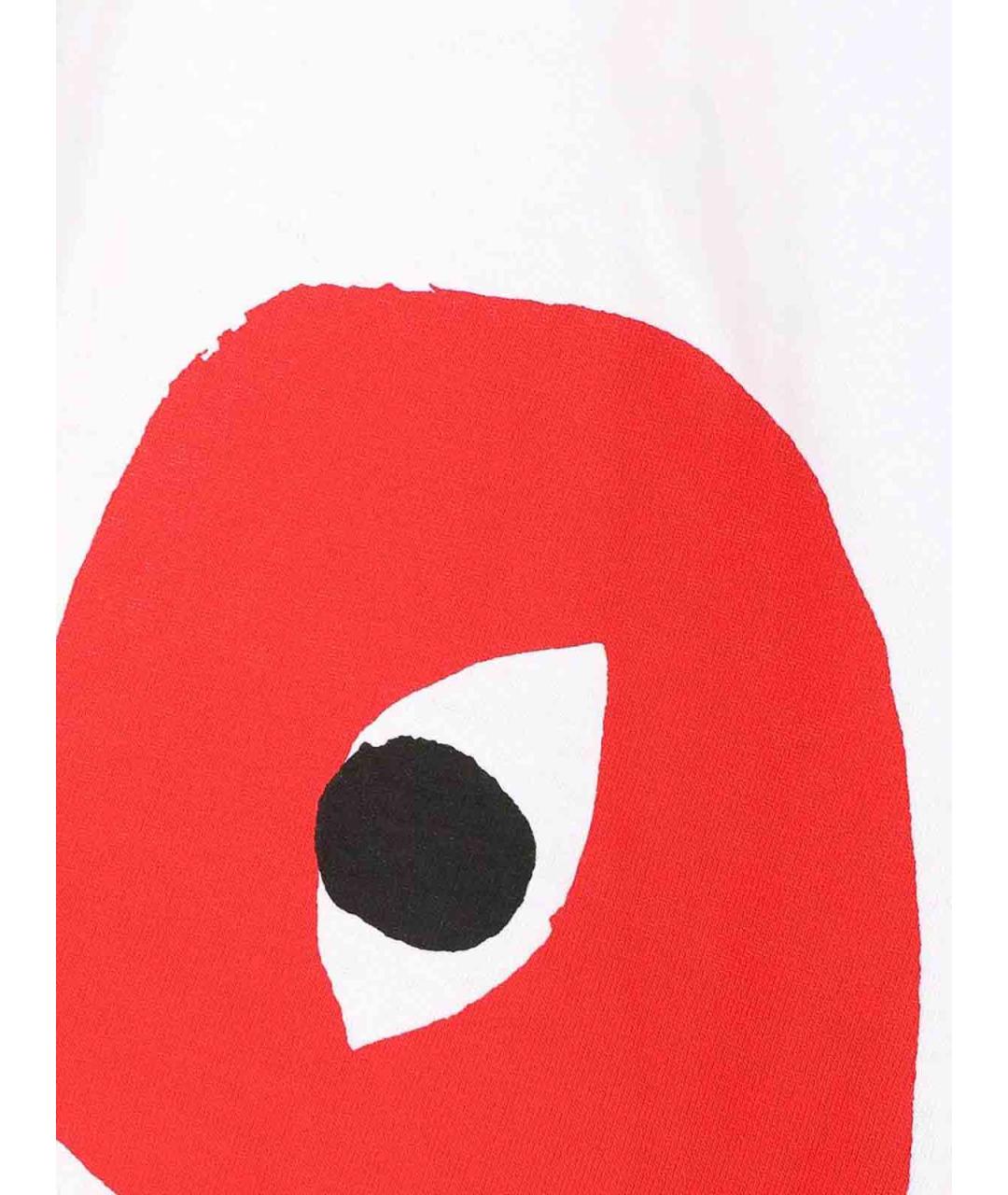 COMME DES GARÇONS PLAY Белая хлопковая футболка, фото 3