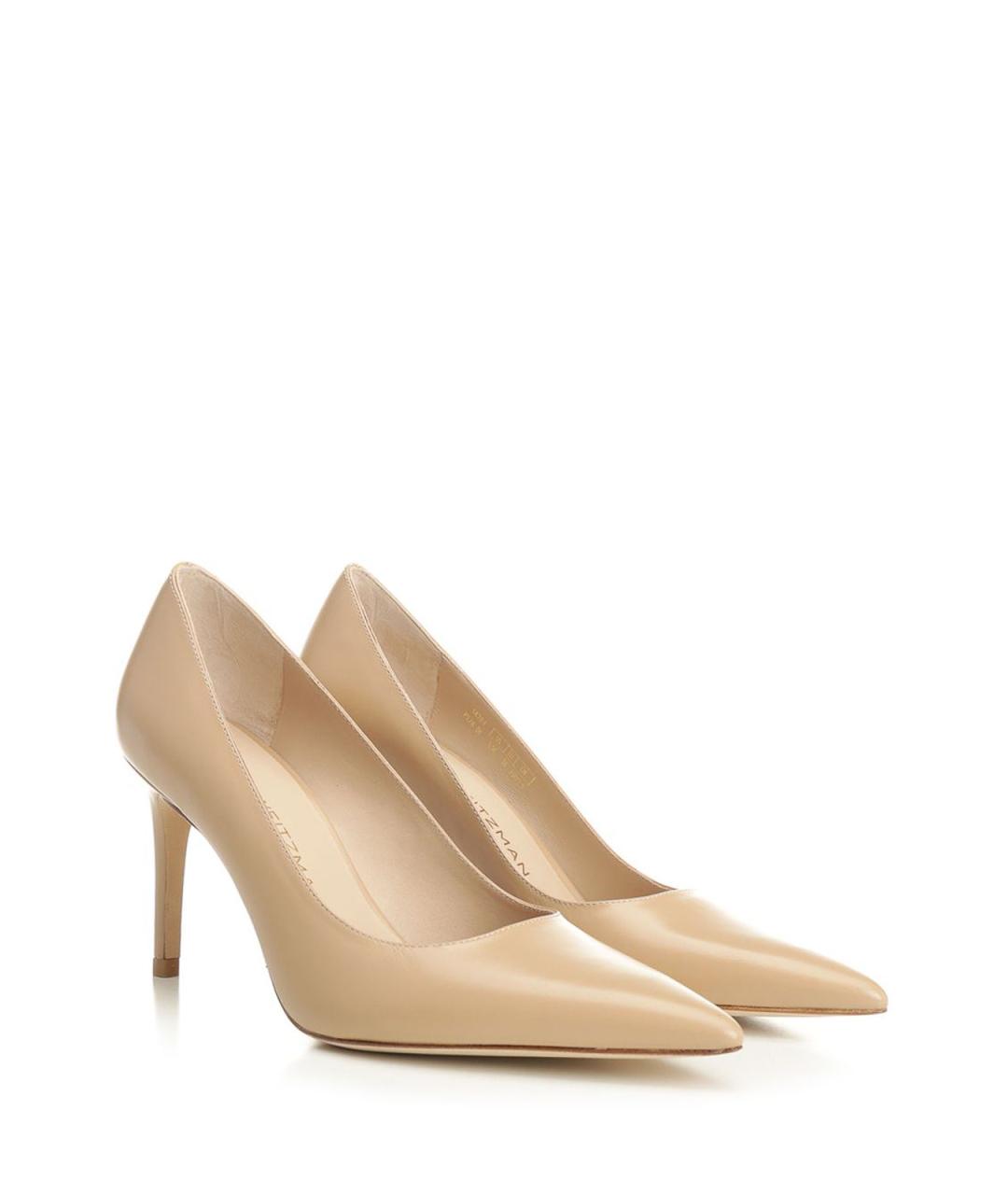 STUART WEITZMAN Бежевые кожаные туфли, фото 2