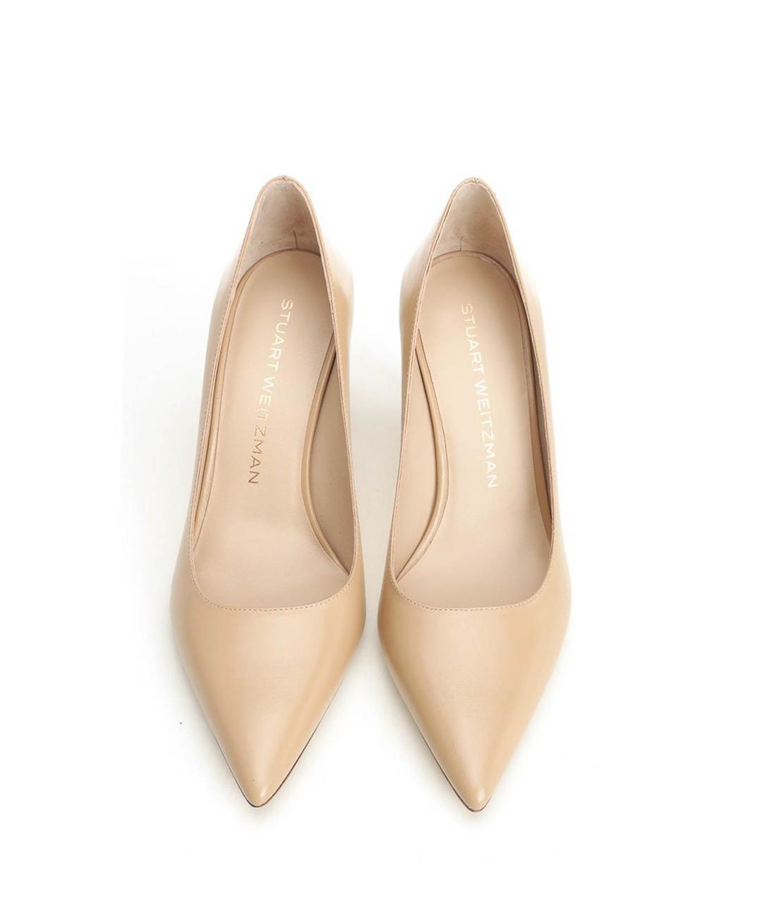 STUART WEITZMAN Бежевые кожаные туфли, фото 5