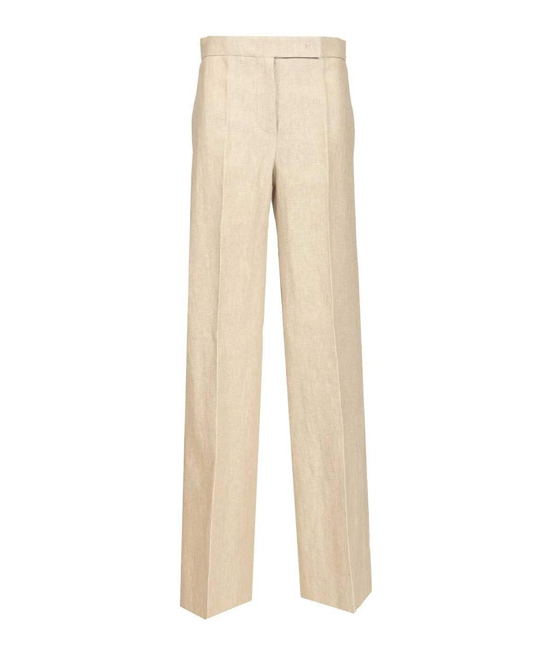 MAX MARA Бежевые льняные брюки широкие, фото 1