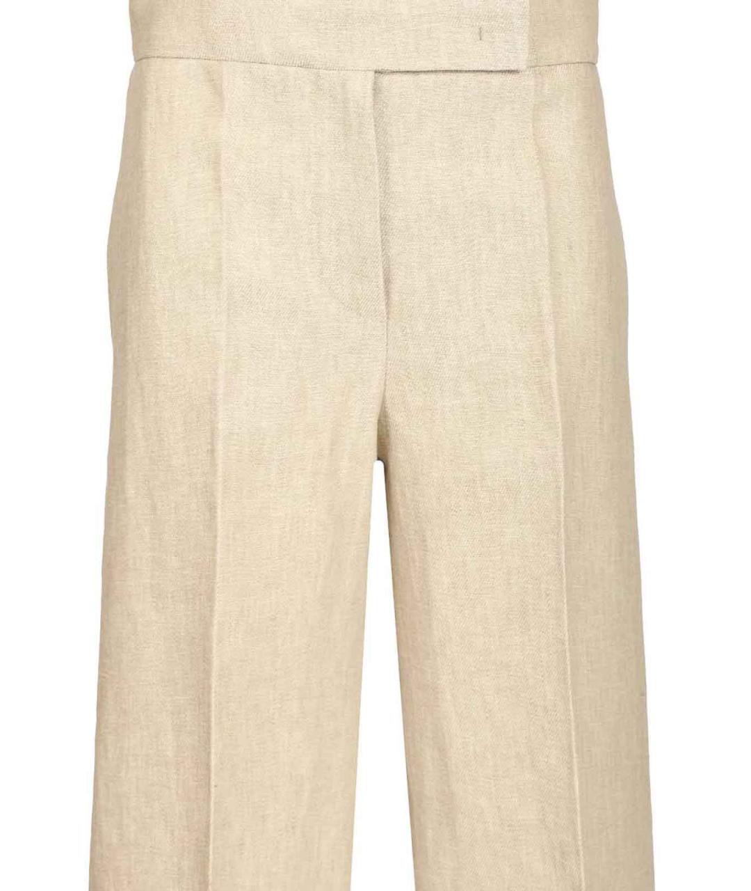 MAX MARA Бежевые льняные брюки широкие, фото 4