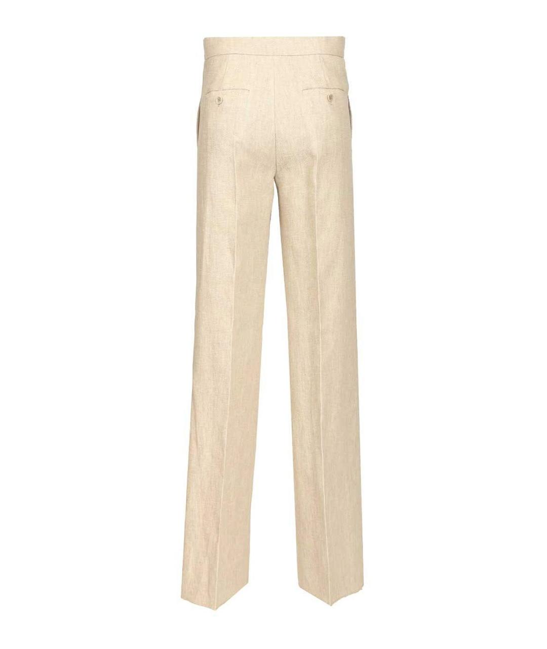 MAX MARA Бежевые льняные брюки широкие, фото 2