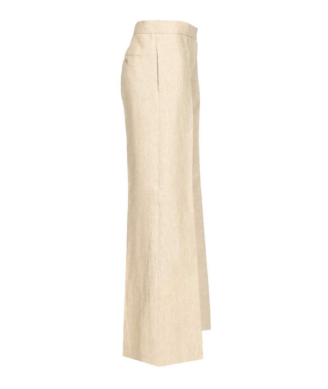 MAX MARA Бежевые льняные брюки широкие, фото 3