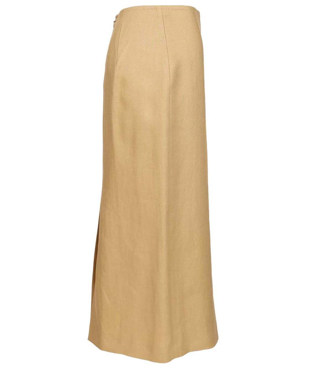 MAX MARA Бежевая льняная юбка миди, фото 3