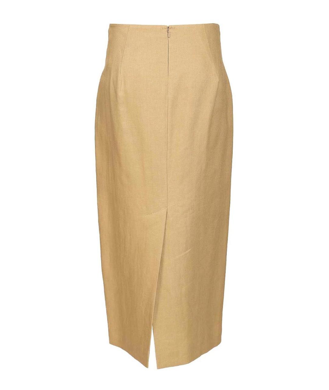 MAX MARA Бежевая льняная юбка миди, фото 2