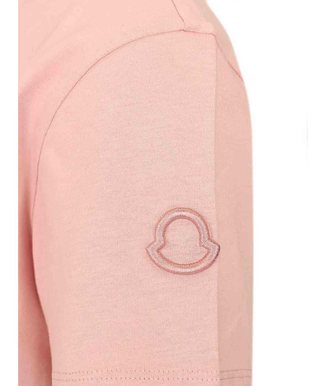 MONCLER Розовая хлопковая футболка, фото 3