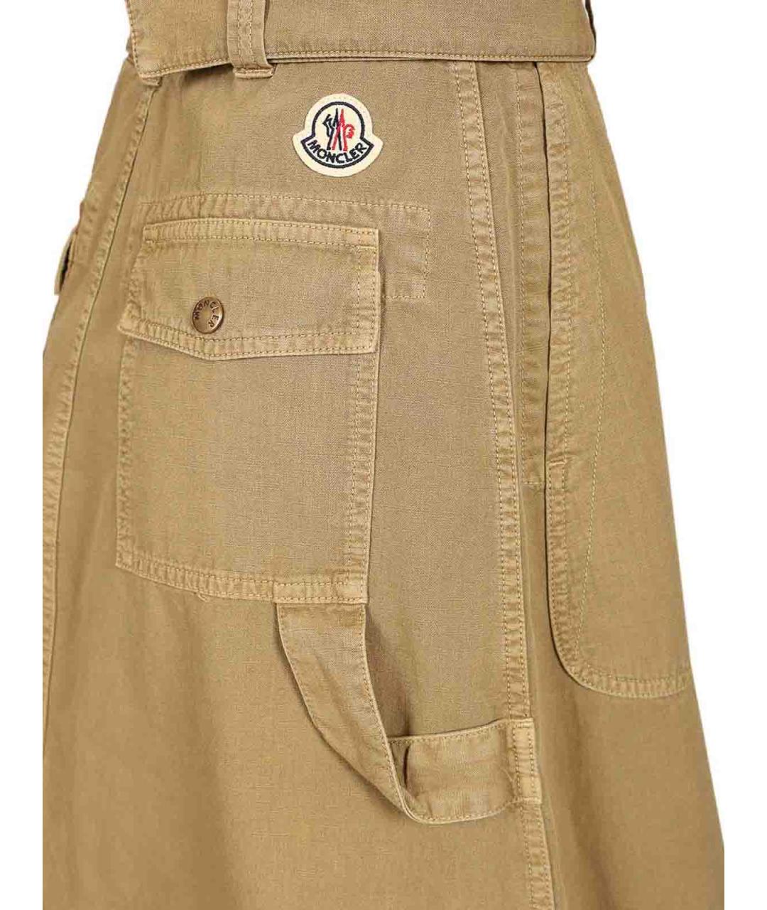 MONCLER Бежевая хлопковая юбка миди, фото 4
