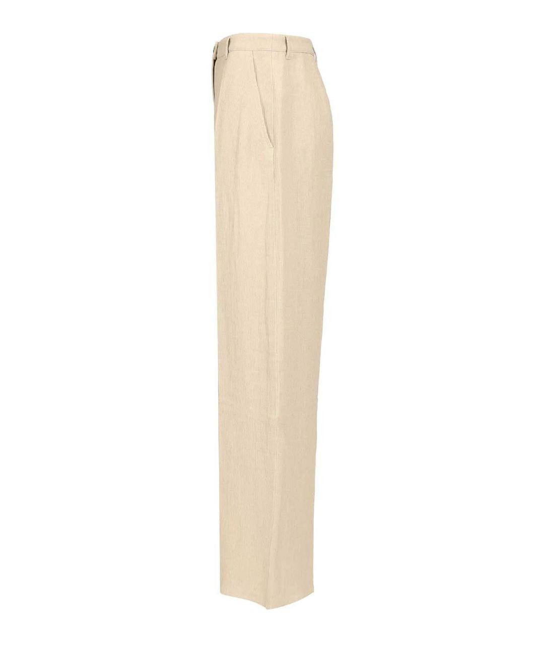 EMPORIO ARMANI Бежевые льняные прямые брюки, фото 3
