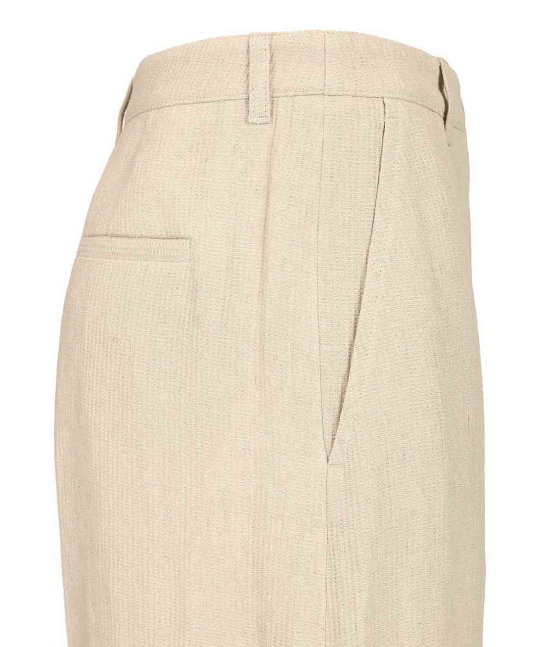 EMPORIO ARMANI Бежевые льняные прямые брюки, фото 5