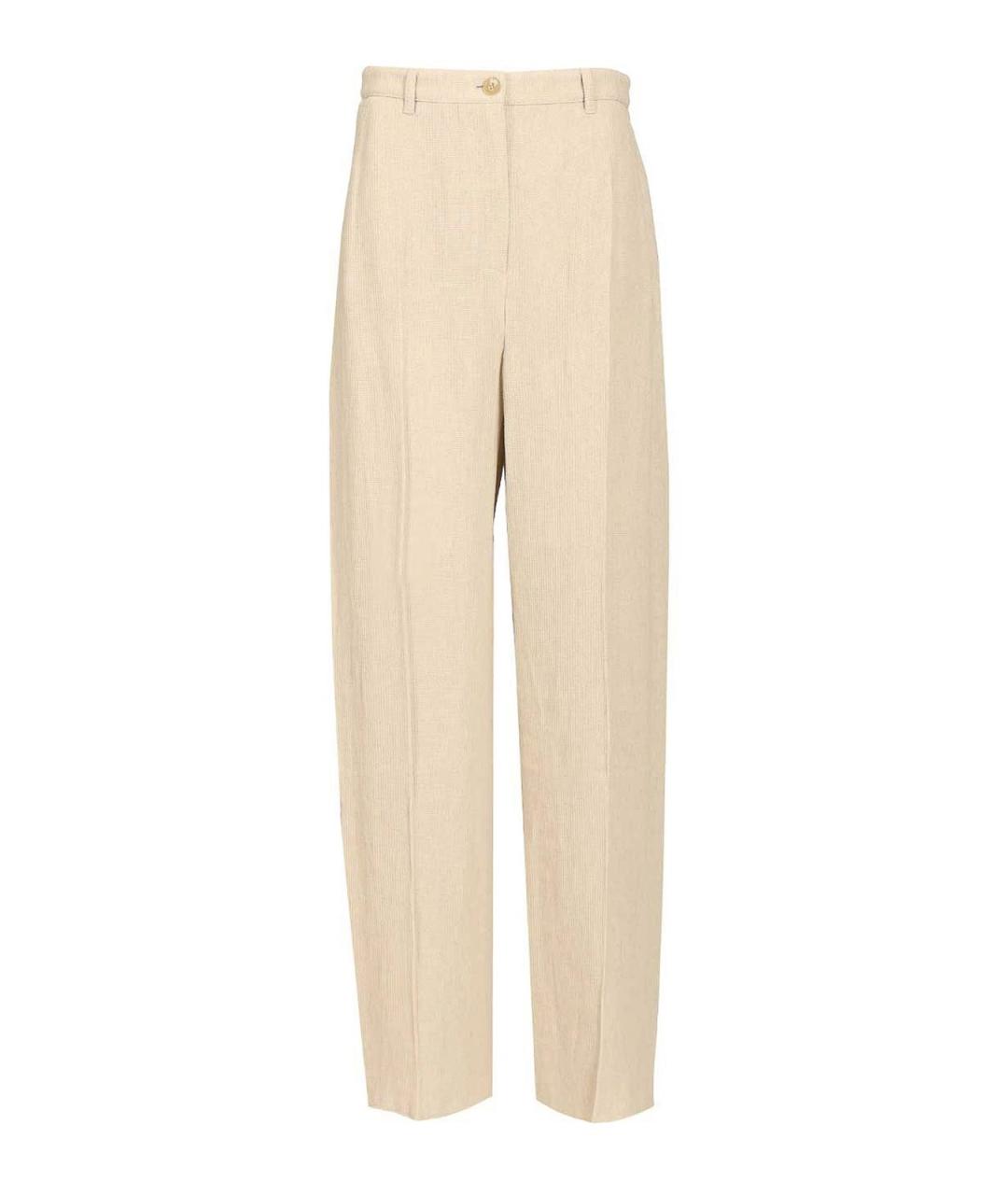 EMPORIO ARMANI Бежевые льняные прямые брюки, фото 1