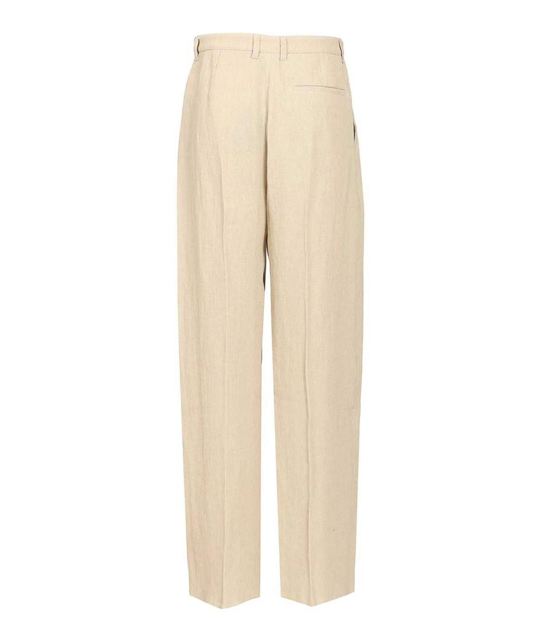 EMPORIO ARMANI Бежевые льняные прямые брюки, фото 2