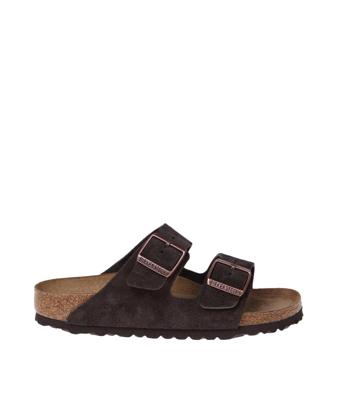 BIRKENSTOCK Коричневые замшевые шлепанцы, фото 1