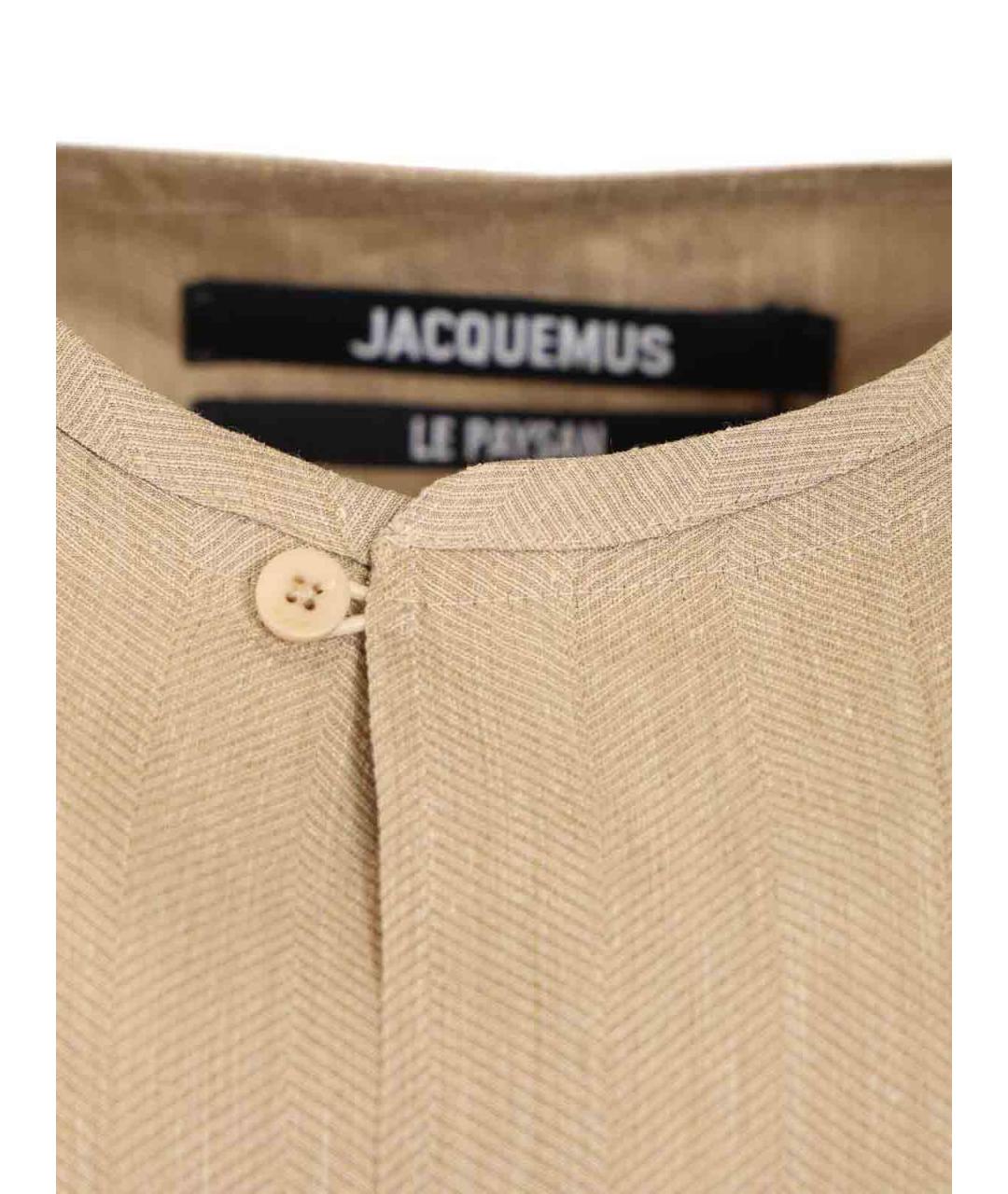 JACQUEMUS Бежевая льняная кэжуал рубашка, фото 4