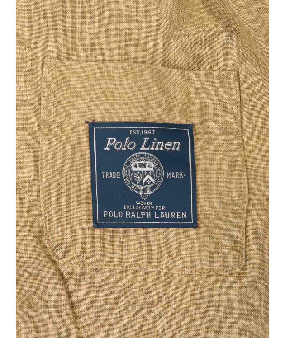 POLO RALPH LAUREN Бежевый льняной жакет/пиджак, фото 5