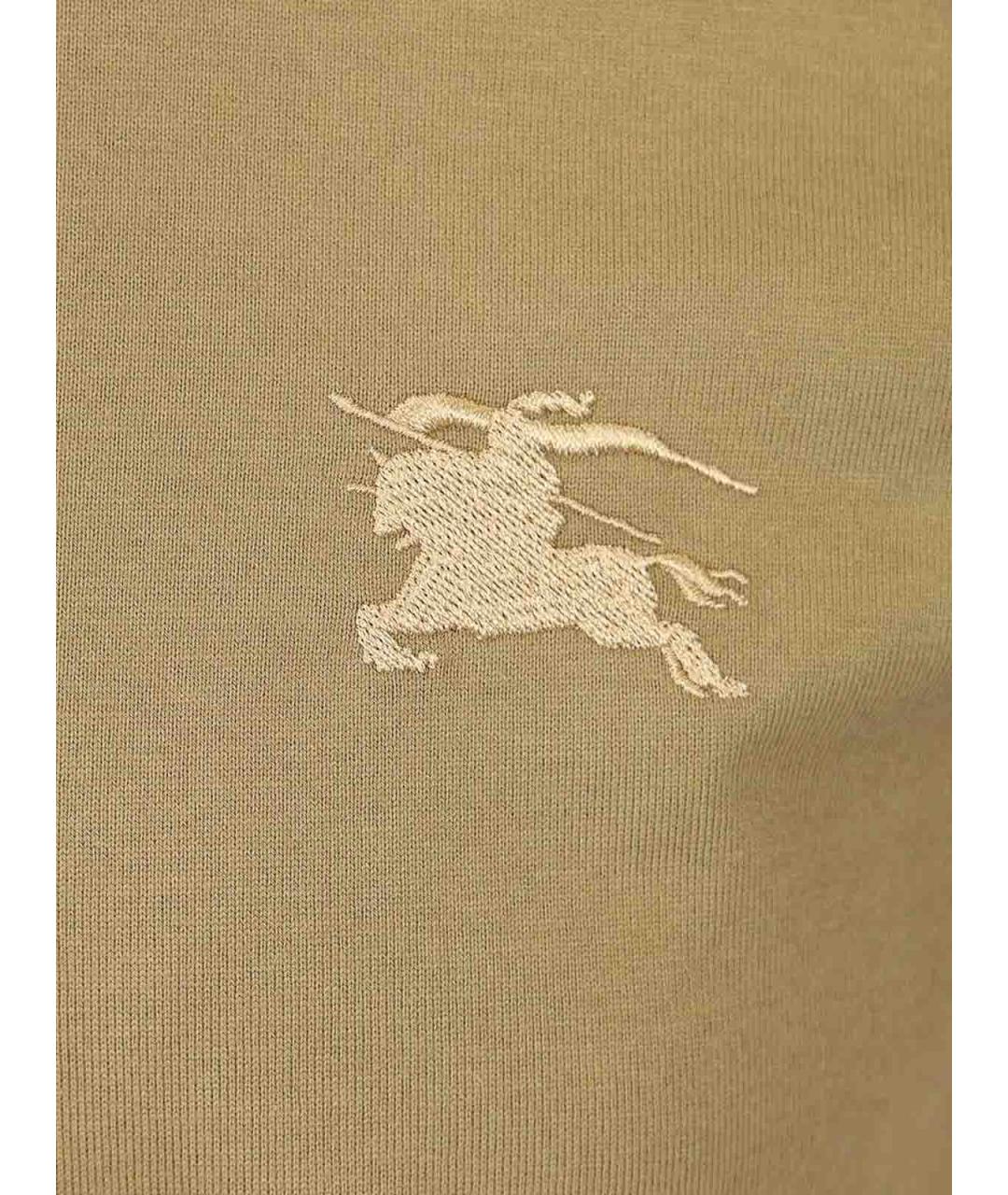BURBERRY Бежевая хлопковая футболка, фото 3