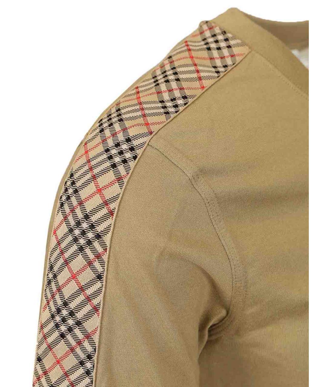 BURBERRY Бежевая хлопковая футболка, фото 4