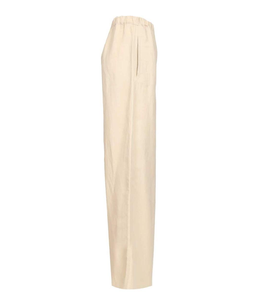 MAX MARA Бежевые льняные брюки широкие, фото 3