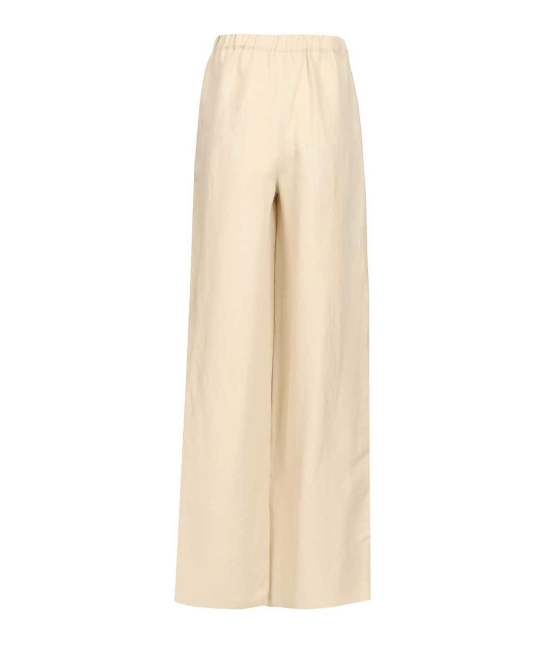MAX MARA Бежевые льняные брюки широкие, фото 2