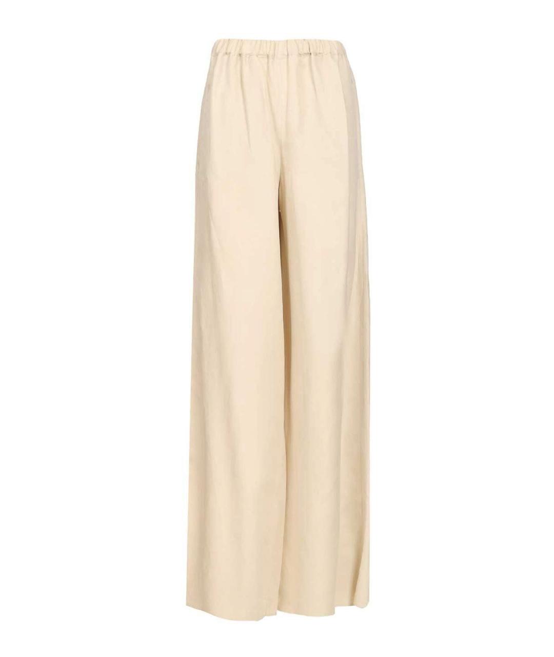 MAX MARA Бежевые льняные брюки широкие, фото 1