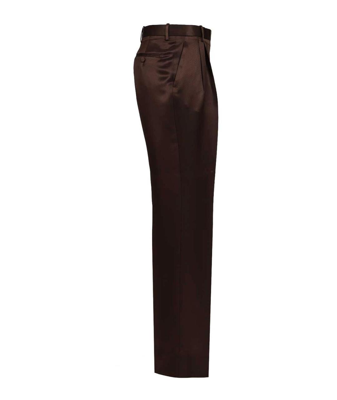 TOM FORD Коричневые шелковые брюки узкие, фото 3
