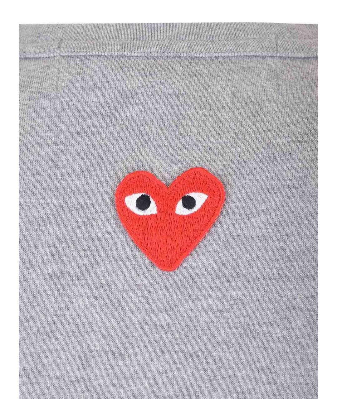 COMME DES GARÇONS PLAY Серая хлопковая футболка, фото 3