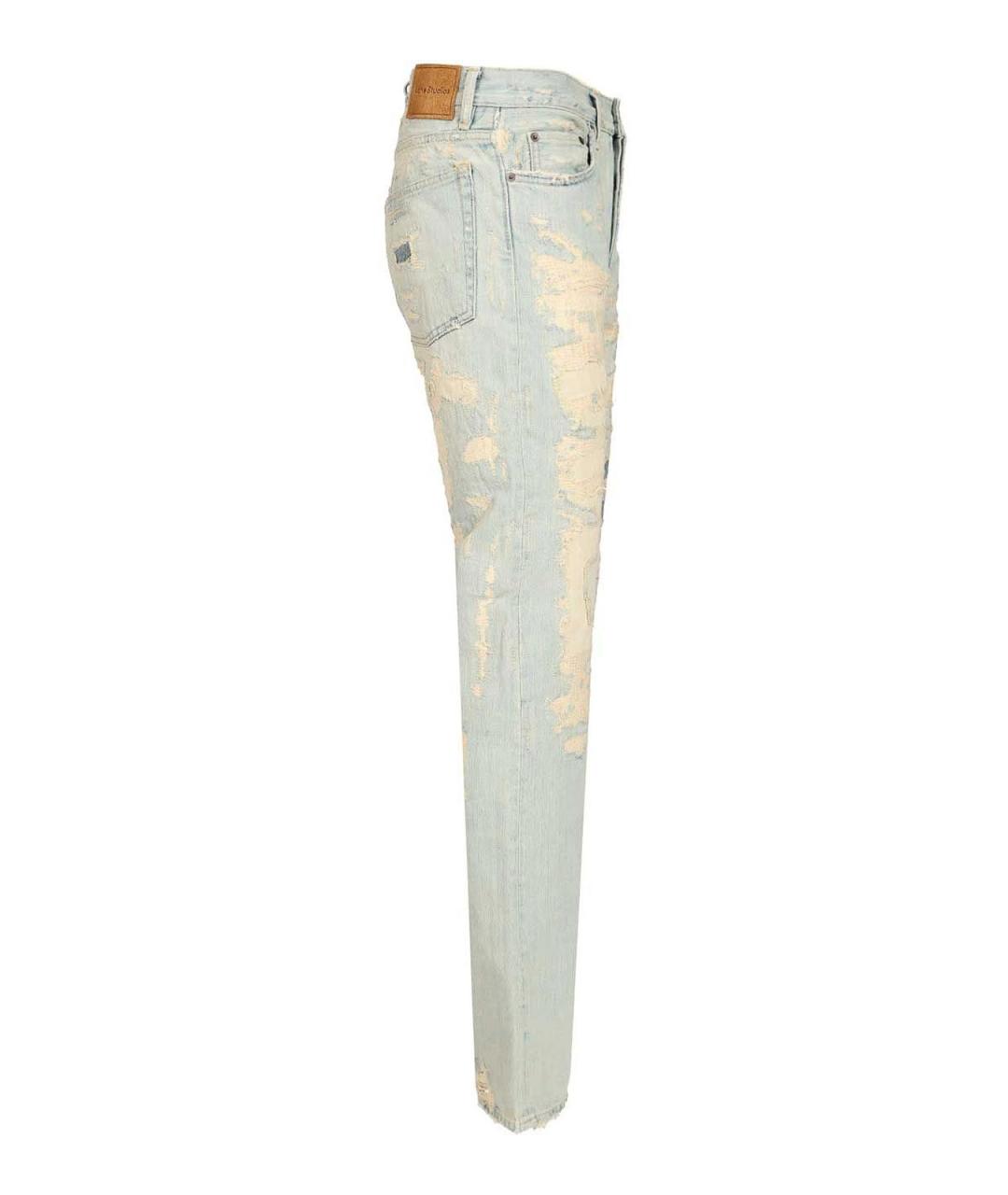 ACNE STUDIOS Голубые хлопковые прямые джинсы, фото 3