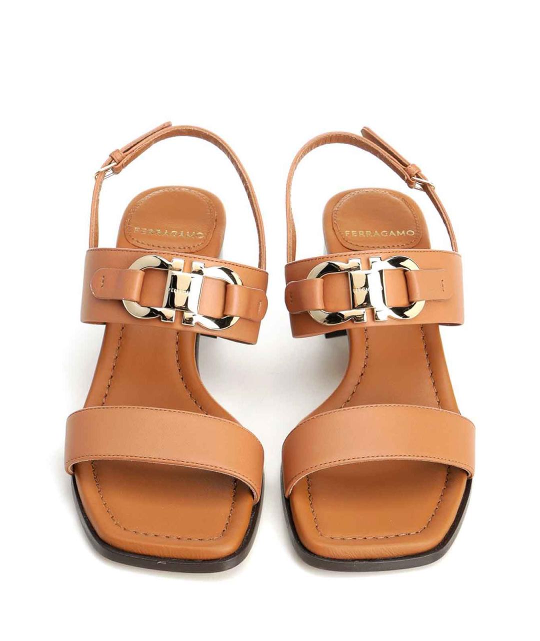 FERRAGAMO Коричневые кожаные сандалии, фото 5