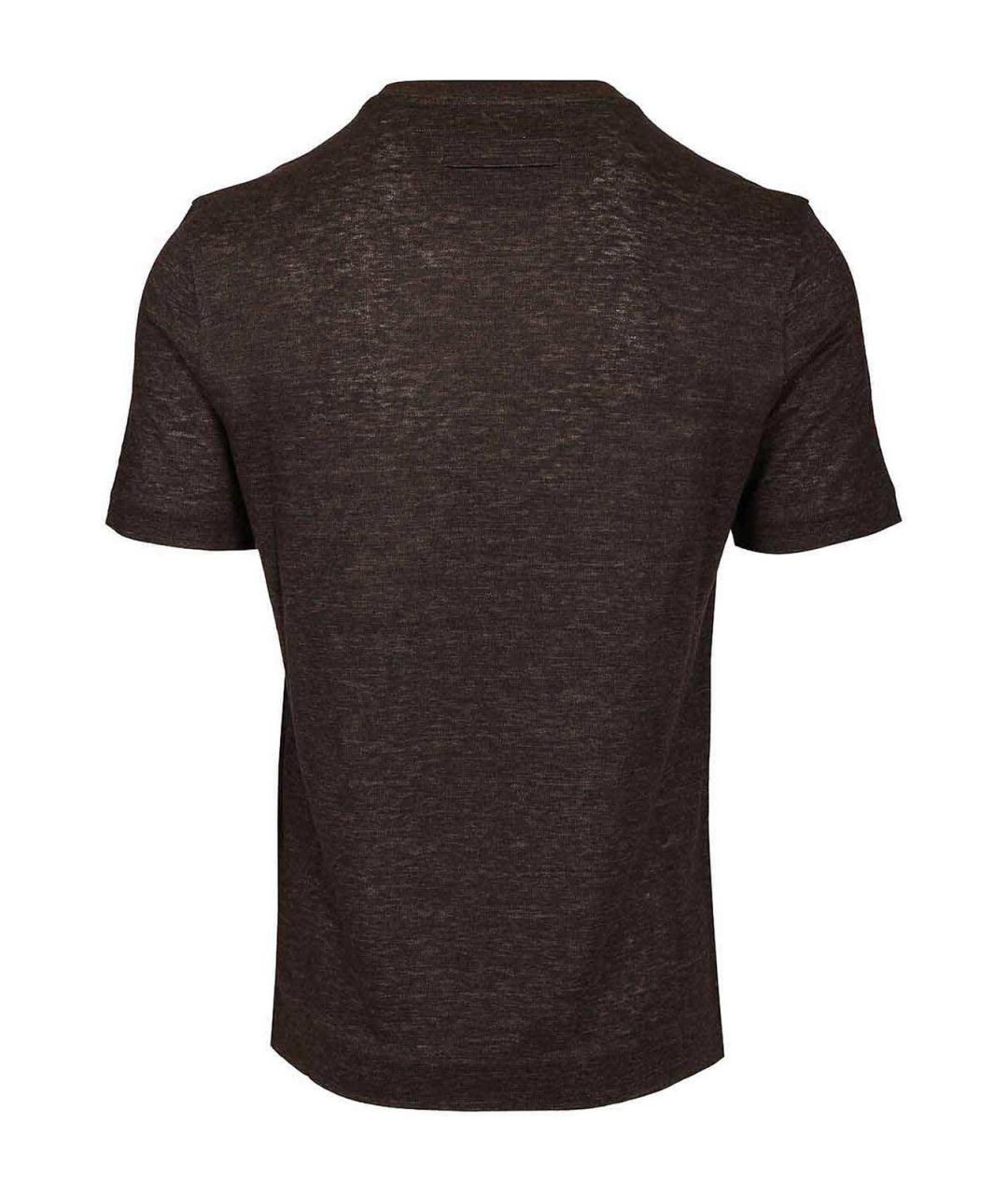 ZEGNA Коричневая футболка, фото 2