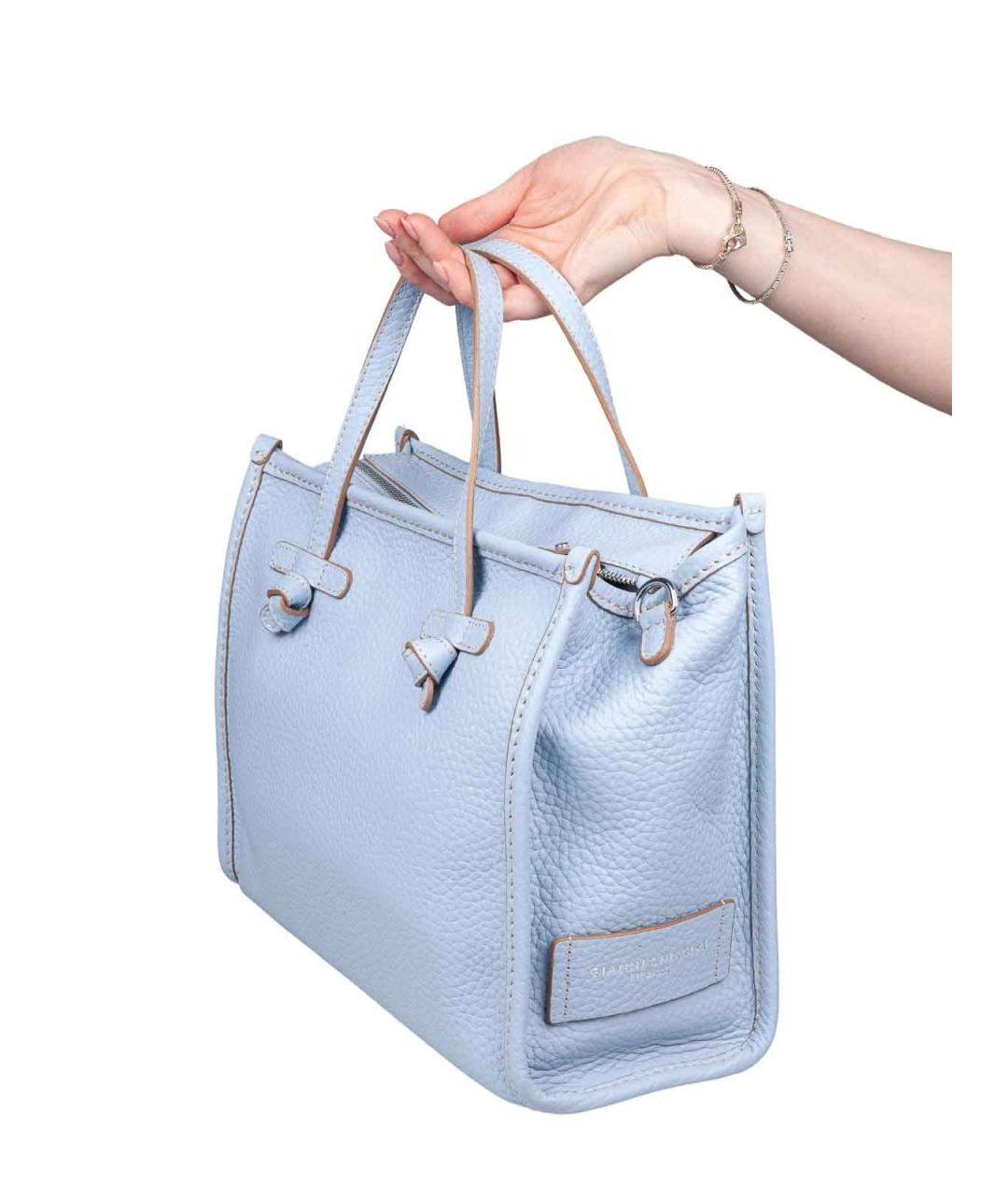 Gianni Chiarini Голубая кожаная сумка тоут, фото 2