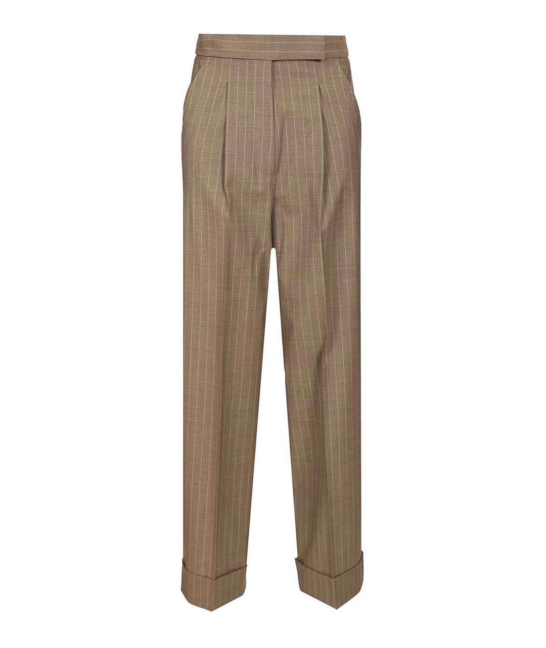MAX MARA Коричневые шерстяные брюки широкие, фото 1