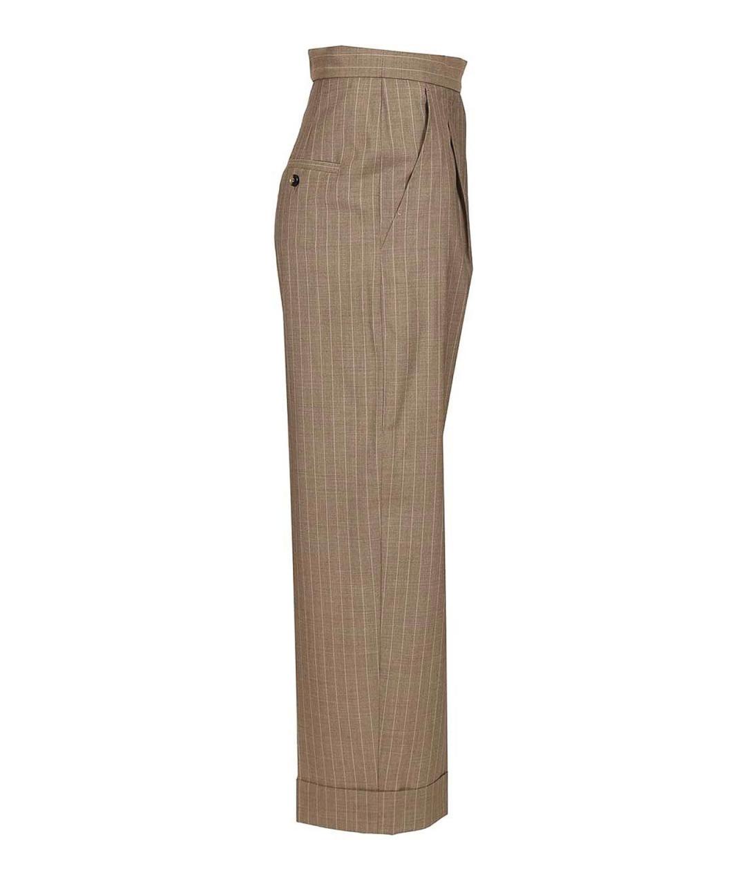 MAX MARA Коричневые шерстяные брюки широкие, фото 3