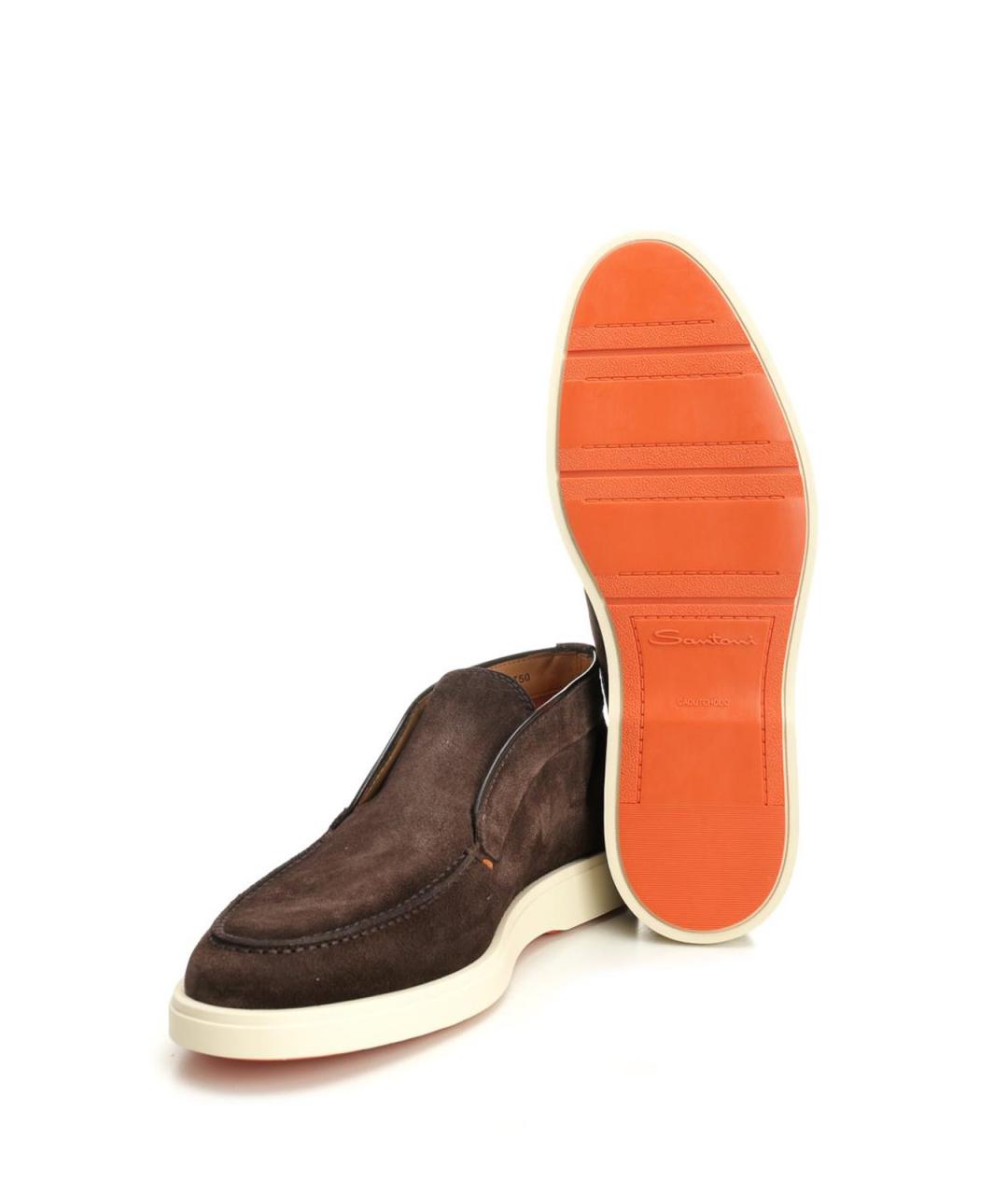 SANTONI Коричневые замшевые высокие ботинки, фото 5