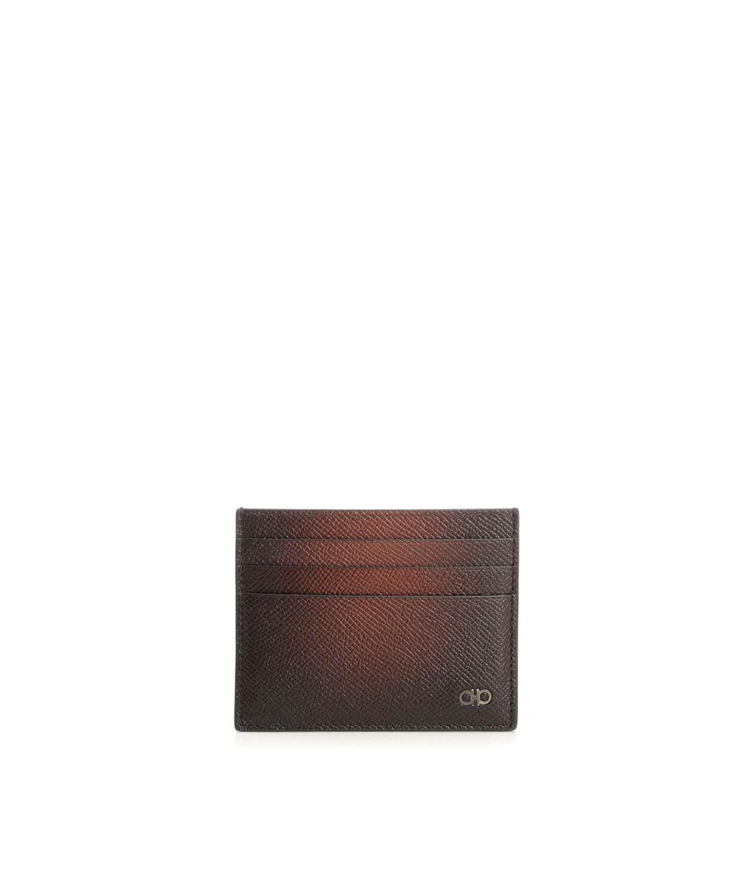 FERRAGAMO Коричневый кожаный кардхолдер, фото 1