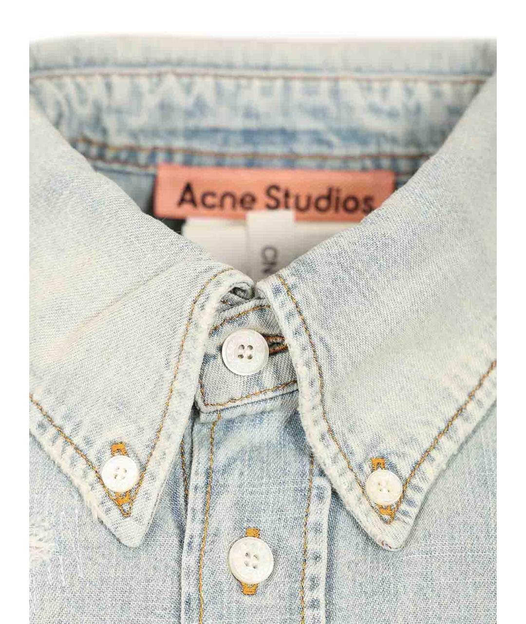 ACNE STUDIOS Голубая хлопковая кэжуал рубашка, фото 4