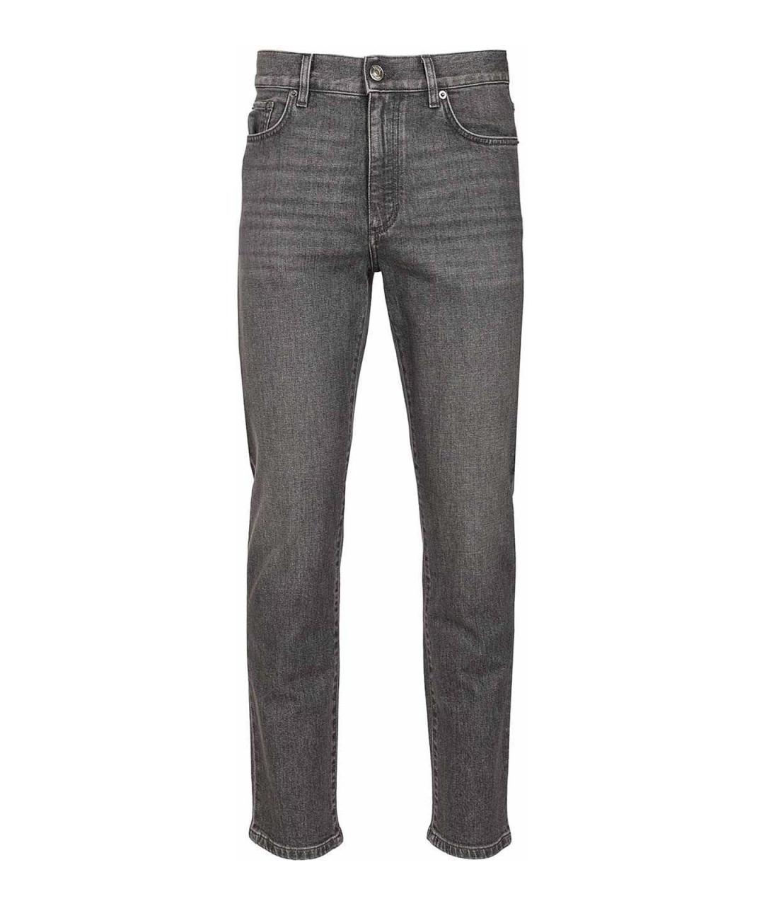 ZEGNA Серые хлопковые джинсы скинни, фото 1