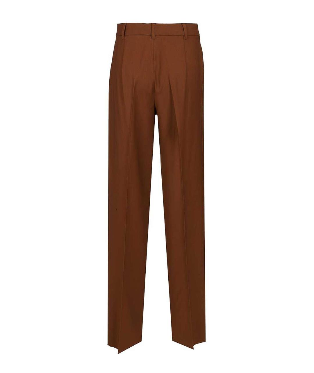 MAX MARA STUDIO Коричневые шерстяные прямые брюки, фото 2