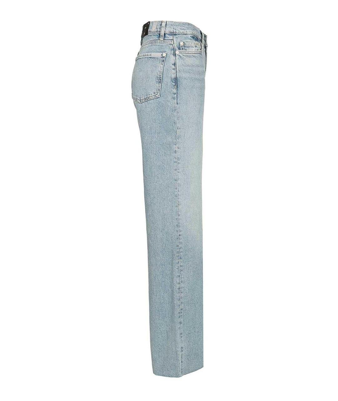 7 FOR ALL MANKIND Голубые хлопковые прямые джинсы, фото 3