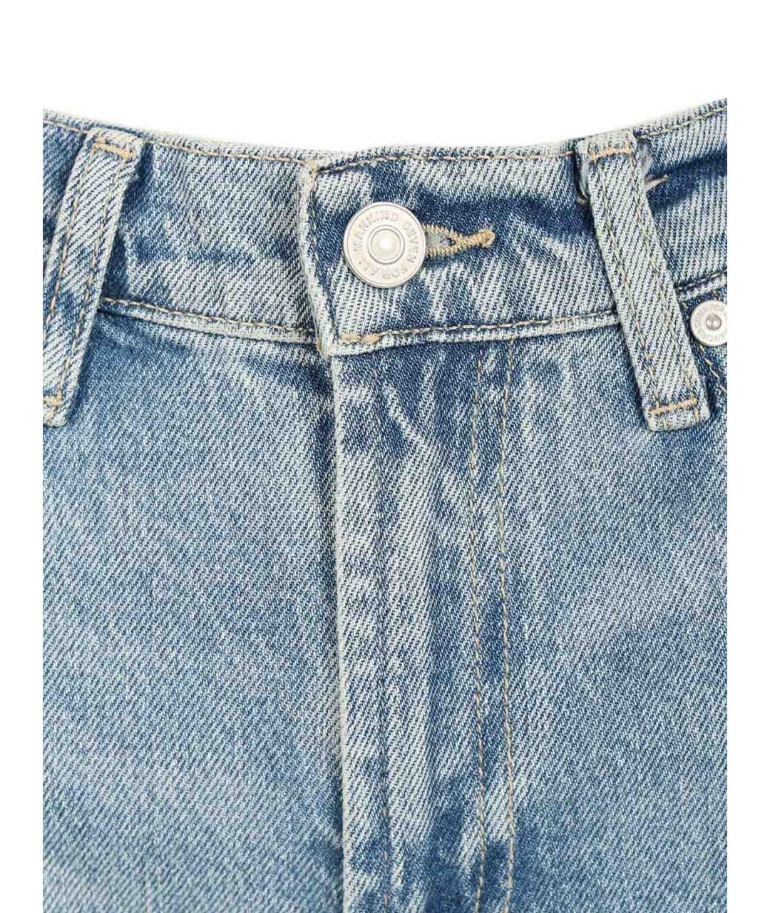 7 FOR ALL MANKIND Голубые хлопковые прямые джинсы, фото 4