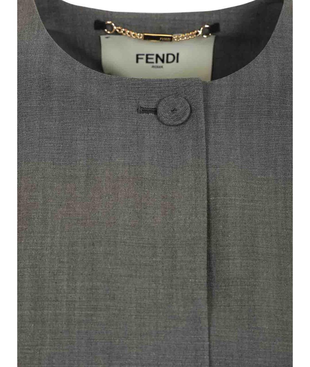 FENDI Серый шерстяной жакет/пиджак, фото 4