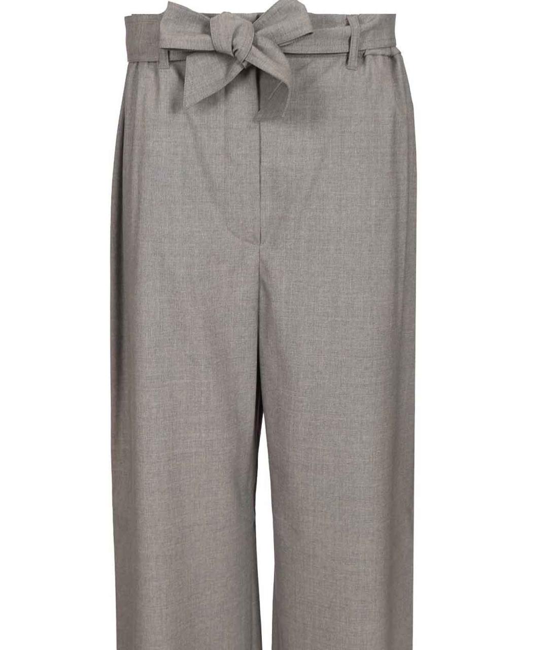 MAX MARA Серые шерстяные брюки широкие, фото 4