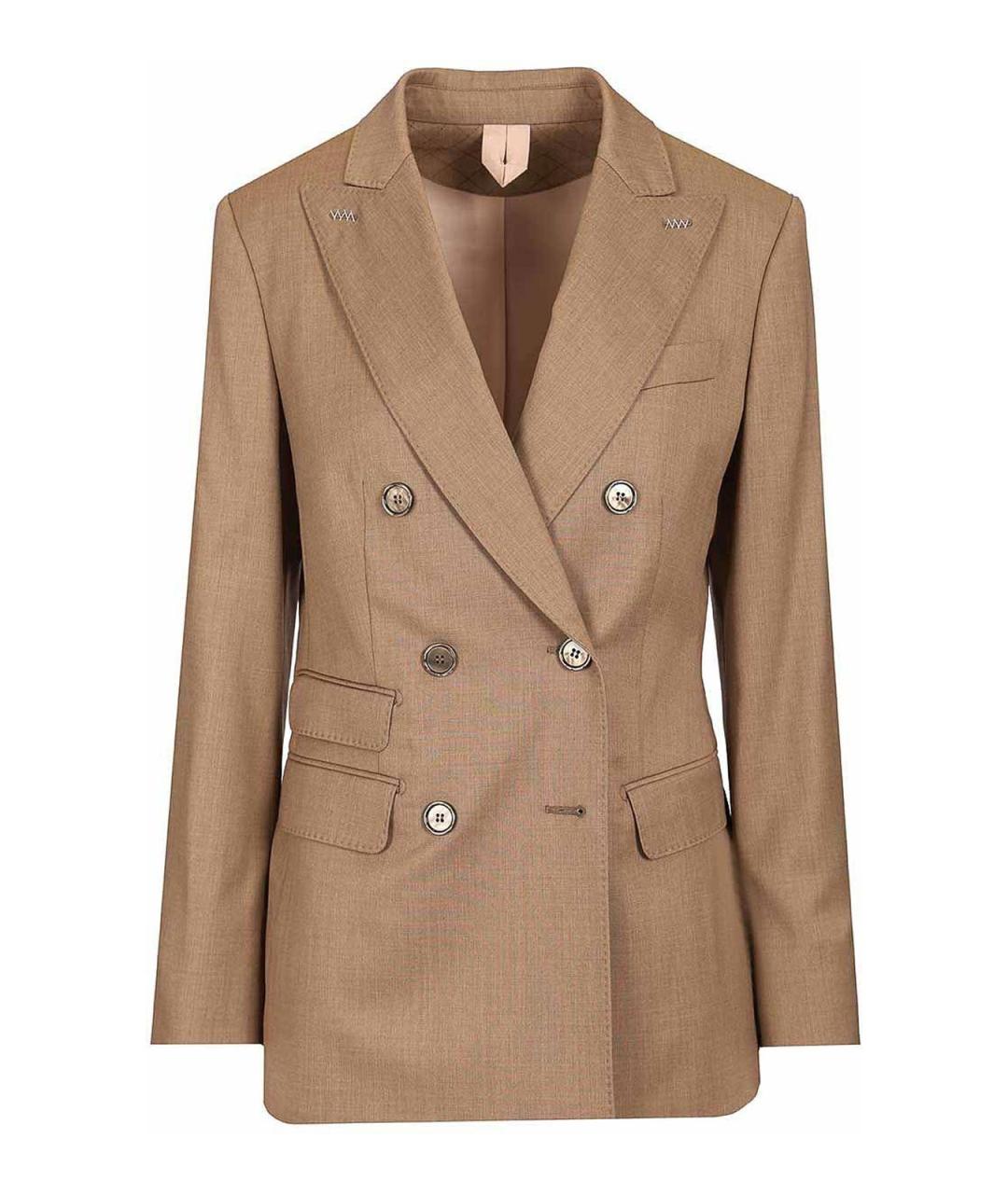 MAX MARA Коричневый шерстяной жакет/пиджак, фото 1