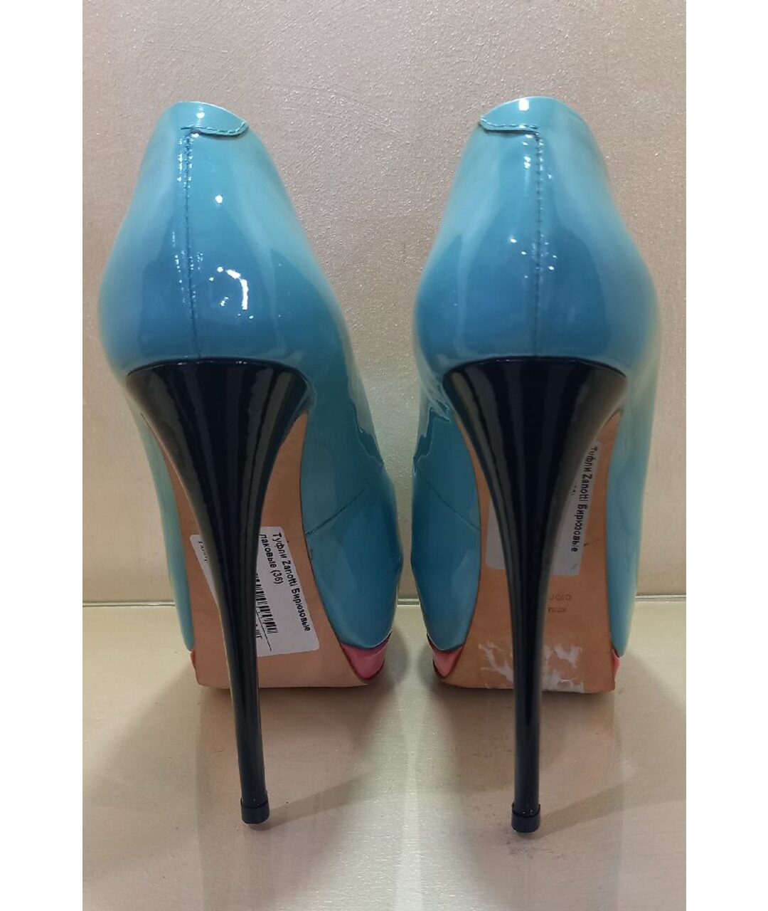 GIUSEPPE ZANOTTI DESIGN Голубые туфли из лакированной кожи, фото 4